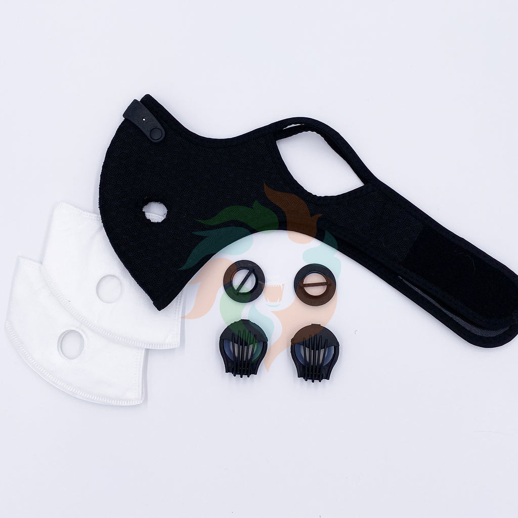 BLACK Mesh Cycling Mask Valves + 2 Filters