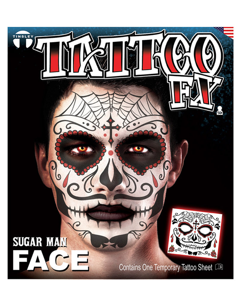 Sugar Skull Face Temporary Tattoo