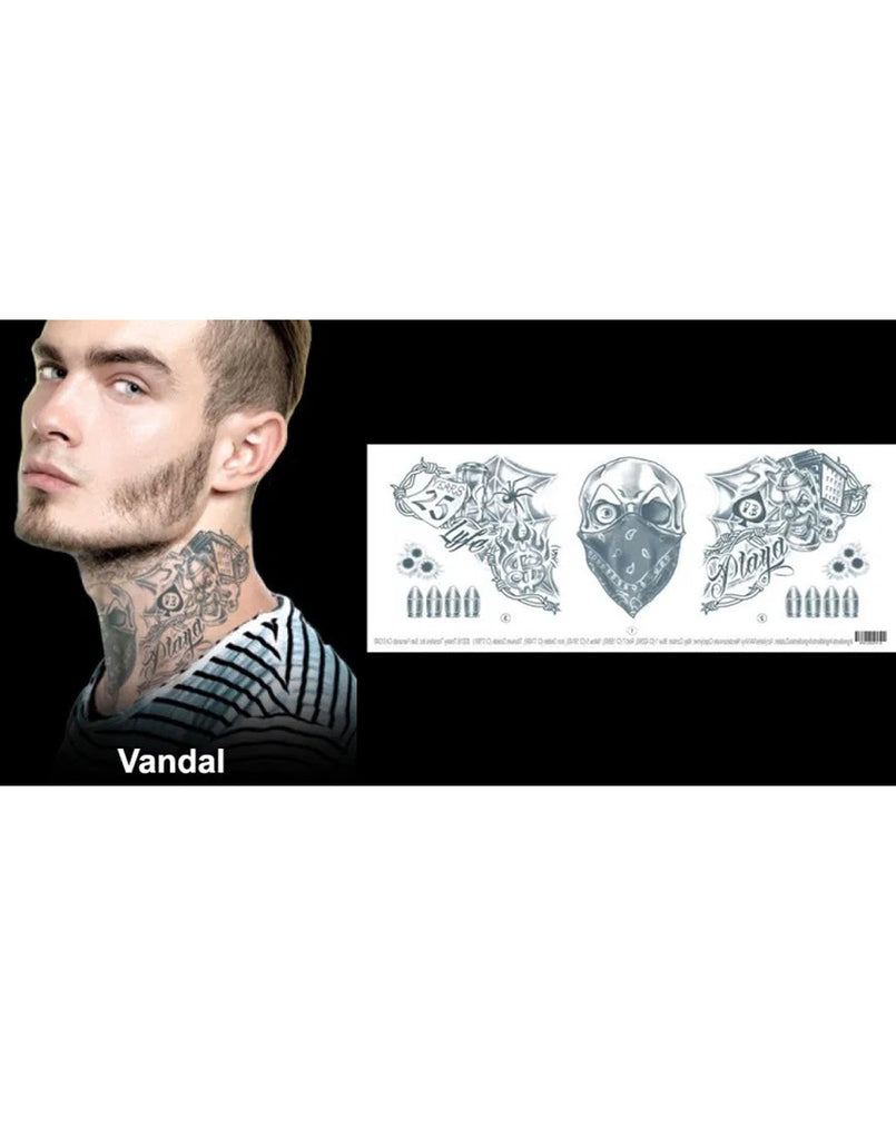 Vandal Full Neck Temporary Tattoo