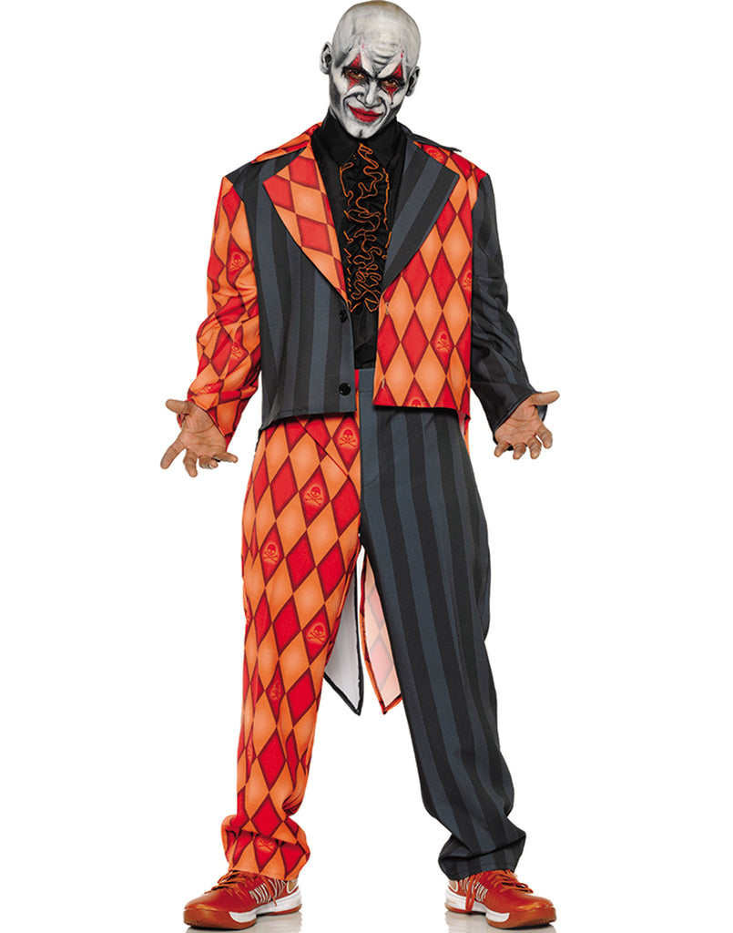 Thriller Mens Scary Orange Black Clown Suit Halloween Costume