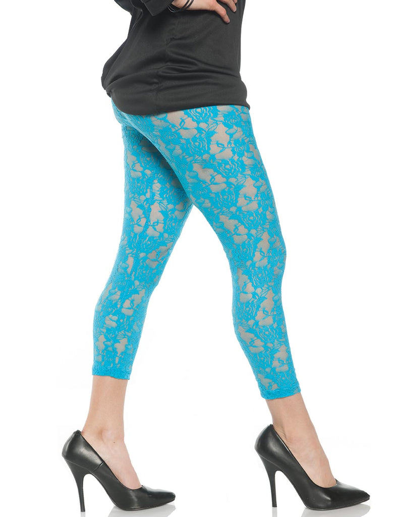 Lace Neon Blue Womens Adult Leggings