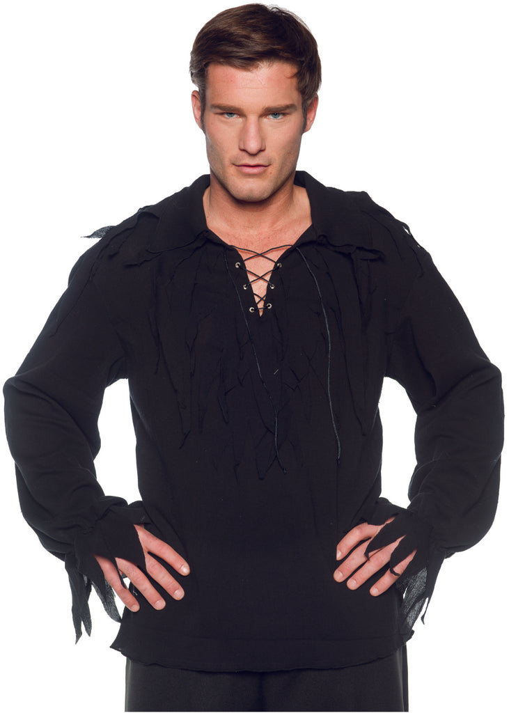 Tattered Pirate Mens Adult Black Shirt