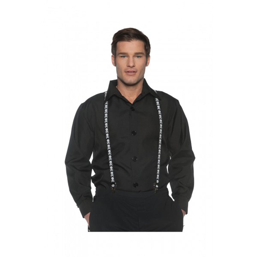 Pirate Skull Bones Adult Costume Suspenders