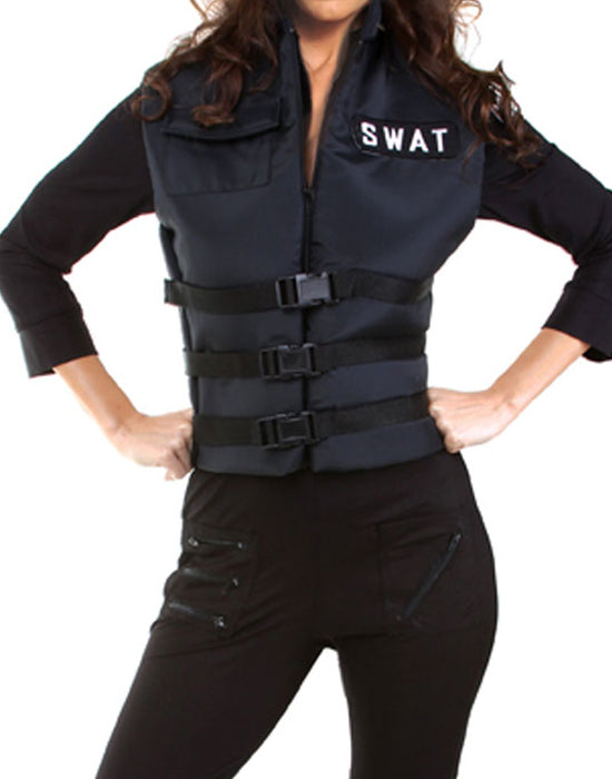 Black Swat Team Officer Jumpsuit Costume