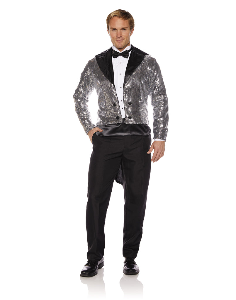 Silver Sequin Mens Adult Costume Tails