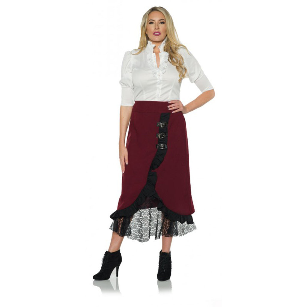 Burgundy Steampunk Adult Lace Skirt