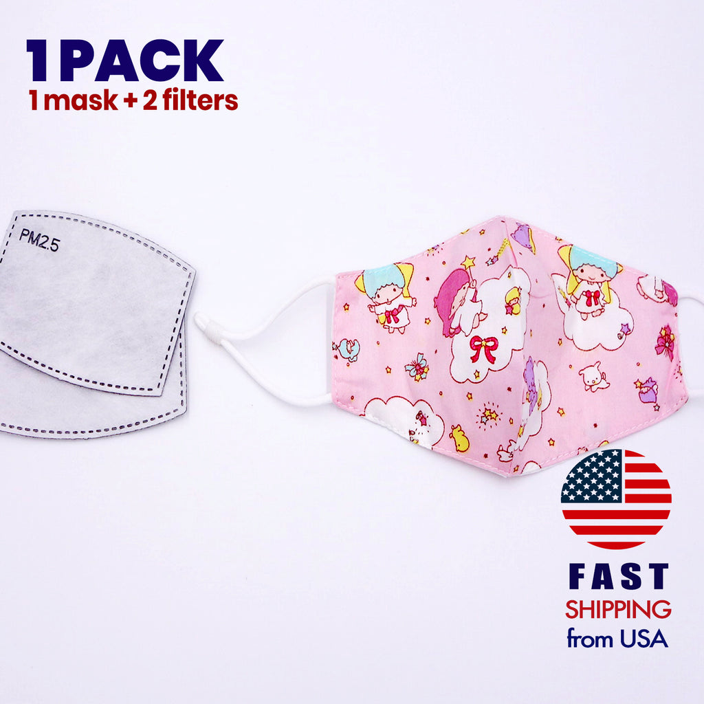 Kids Cotton 2 Layer Mask-Bunny | Angel