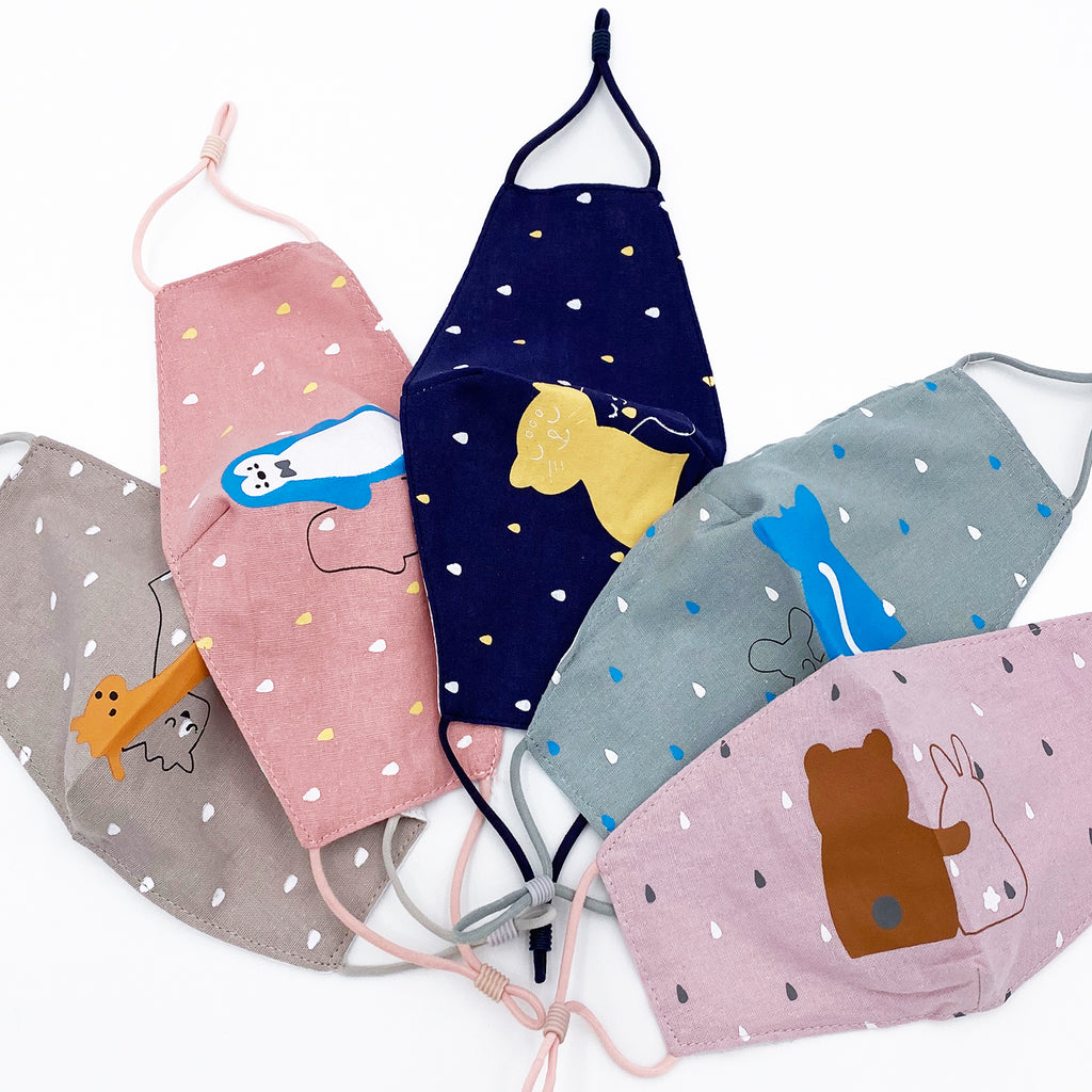 Kids Reusable Linen Cotton Mask-Animal Friends