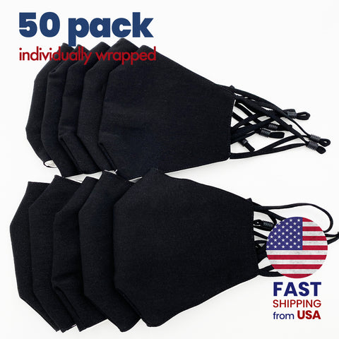 [500 PACK] BLACK 3ply Disposable Adult Mask