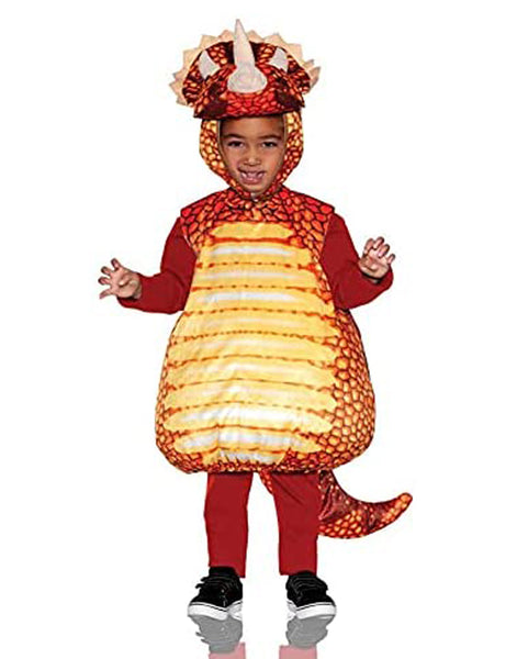 Printed Rust Triceratops Plush Toddler Costume