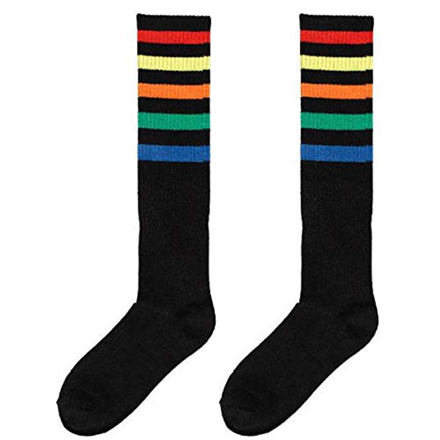 Striped Rainbow Adult Knee High Socks