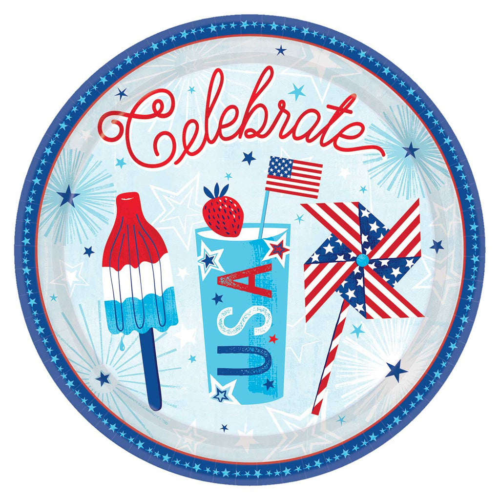 Celebrate USA Party 10.5 Inch Round Plates