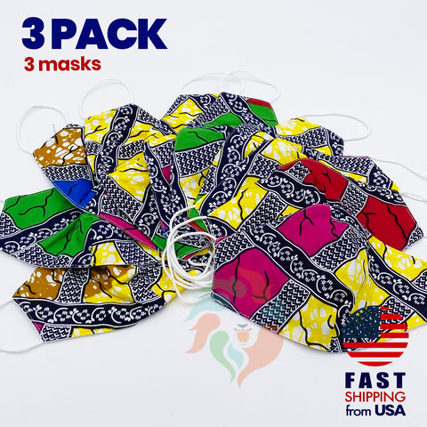 [10 BAG] African Print Cotton Wax Face Mask-F771