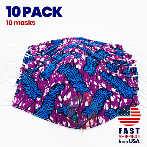 [10 BAG] African Print Cotton Wax Face Mask-M002