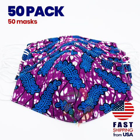 [50 BAG] African Print Cotton Wax Face Mask-M012