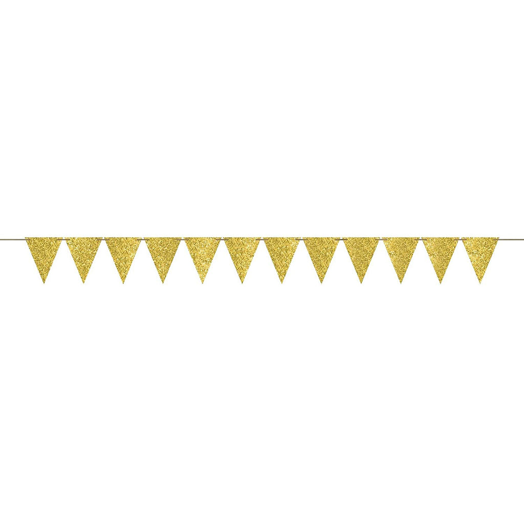 Gold Sparkle Pennant Party Banner