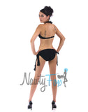 Black Halter Swimwear Padded Bikini Swimsuit Set