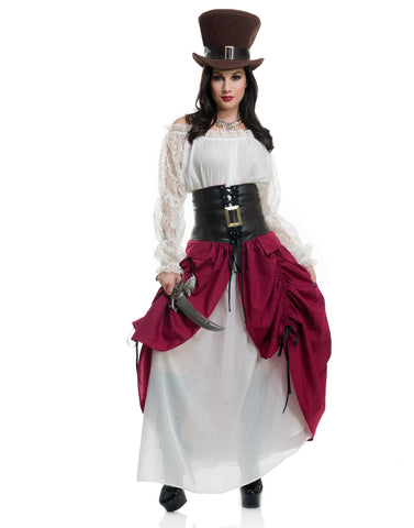 Burgundy Steampunk Adult Lace Skirt