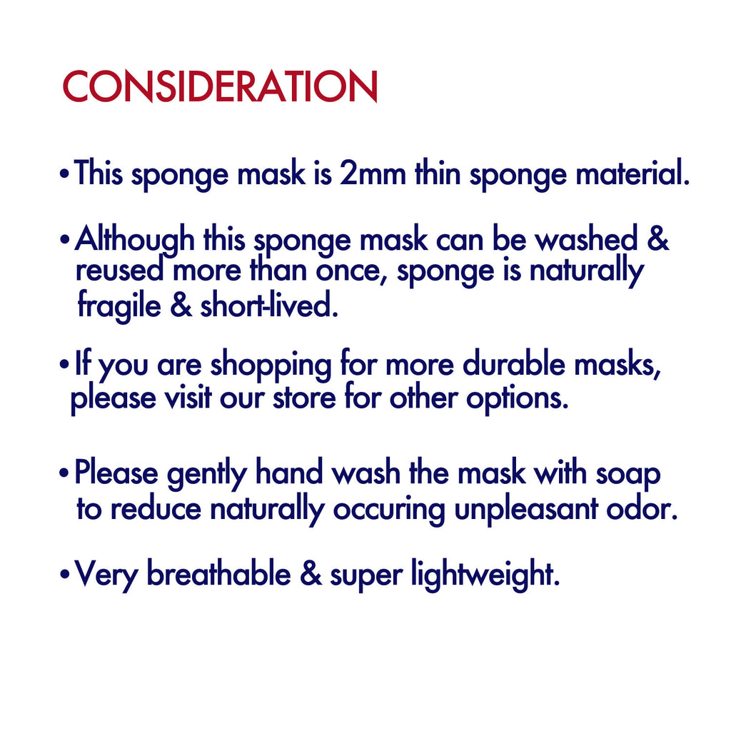 [100 PACK] Breathable Black Sponge Mask