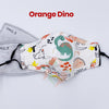 [3 PACK] ORANGE Dinosaurs Kids Cotton Valve Mask with Filters