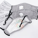 [3 PACK] GRAY Plaid Kids Cotton Breathing Valve Mask with Filters