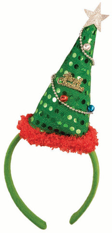 Mini Christmas Tree Adult Headband Hat Accessory
