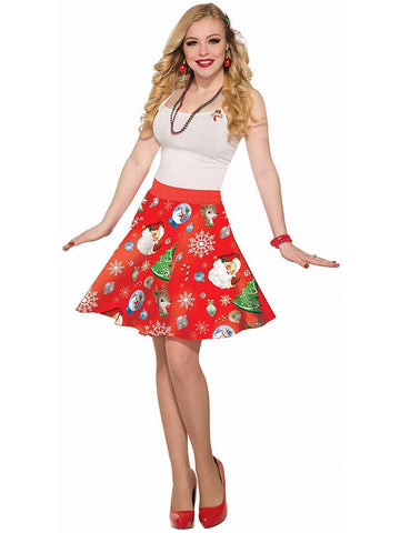 Red Adult Christmas Skirt