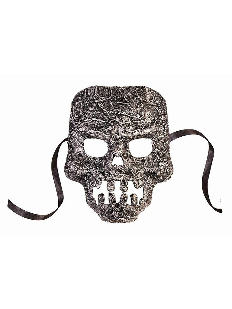 Textured Silver Skull Adult Mask