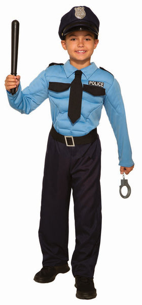 Police Hero Child Muscle Chest Costume
