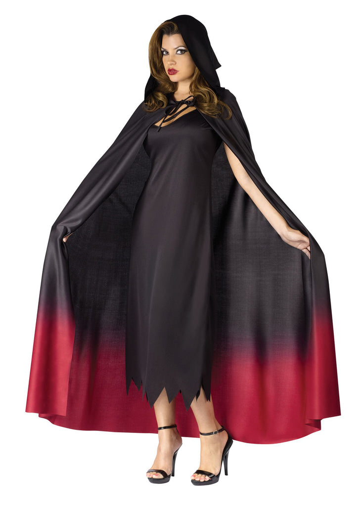 Black Burgundy Ombre Adult Hooded Cape