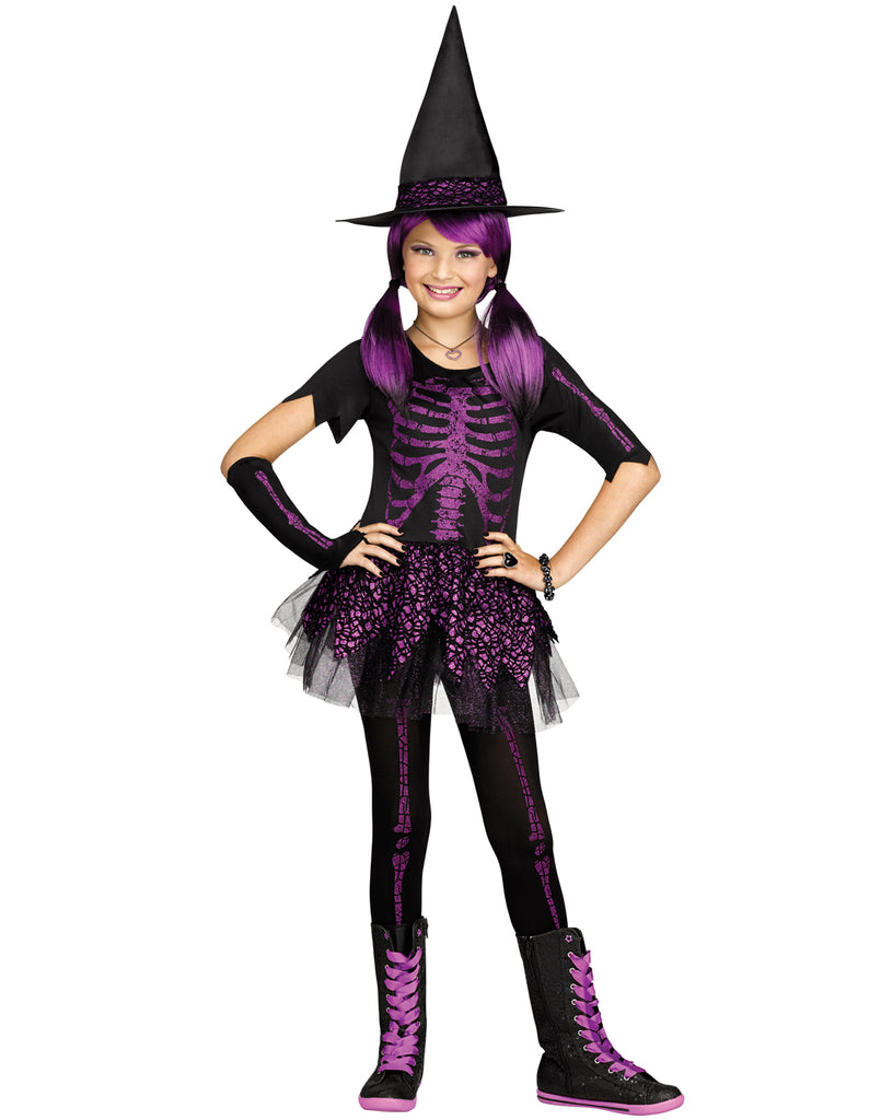 Skeleton Witch Girls Gothic Halloween Costume-L