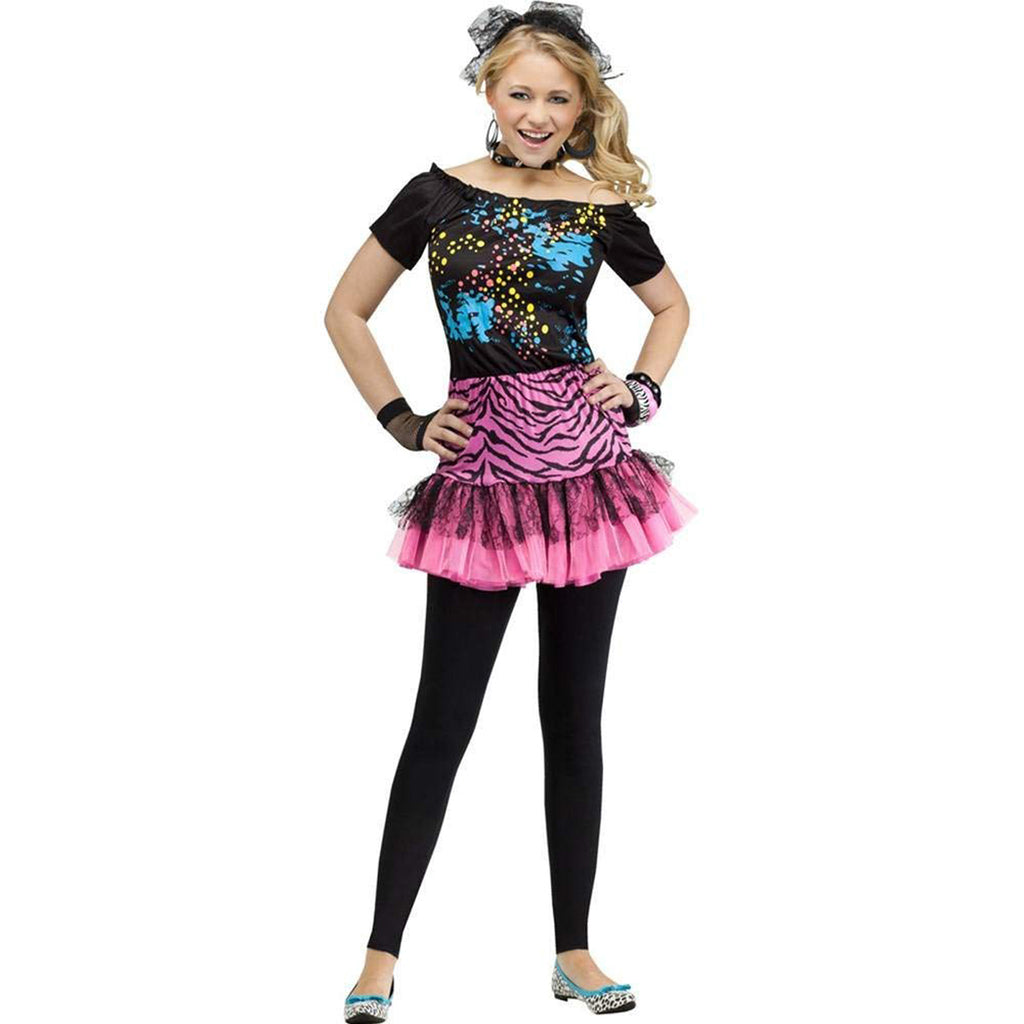 80s Costumes for Women and Kids, Plus Size 80s Halloween Costumes Set with  Accessories Tutu, 1980s Rock Star Outfit for Girls