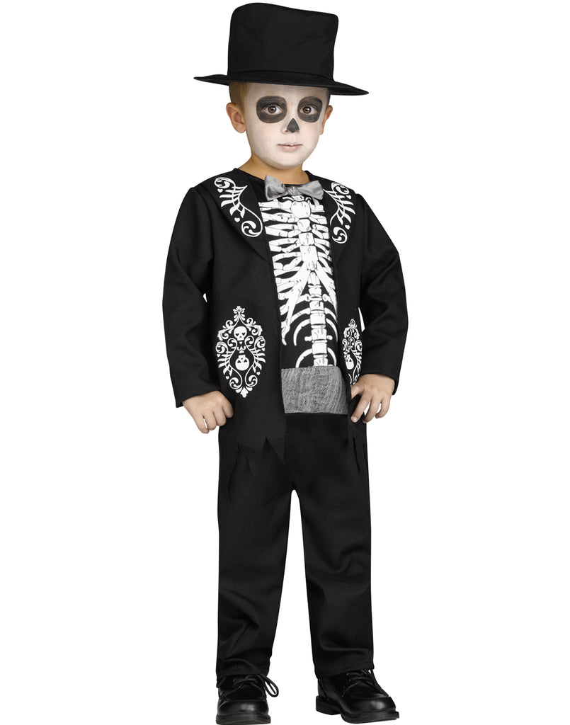 Skeleton King Toddlers Day Of The Dead Halloween Costume-XL