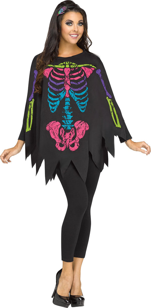 Color Skeleton Adult Costume Poncho