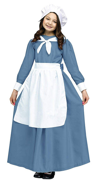 Pilgrim Girls Child White Apron And Cap