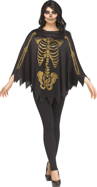 Glitter Skeleton Womens Poncho