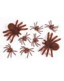 Brown Fuzzy 8 Piece Spider Family Decorations