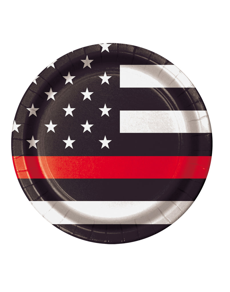 Firefighter Flag Honor Party 7 Inch Round Plates
