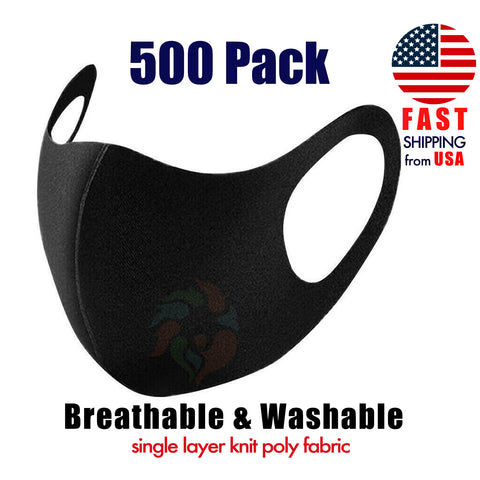 [5 PACK] Black Washable One Layer Fabric Mask