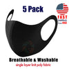 [5 PACK] Black Washable Reusable One Layer Fabric Mask