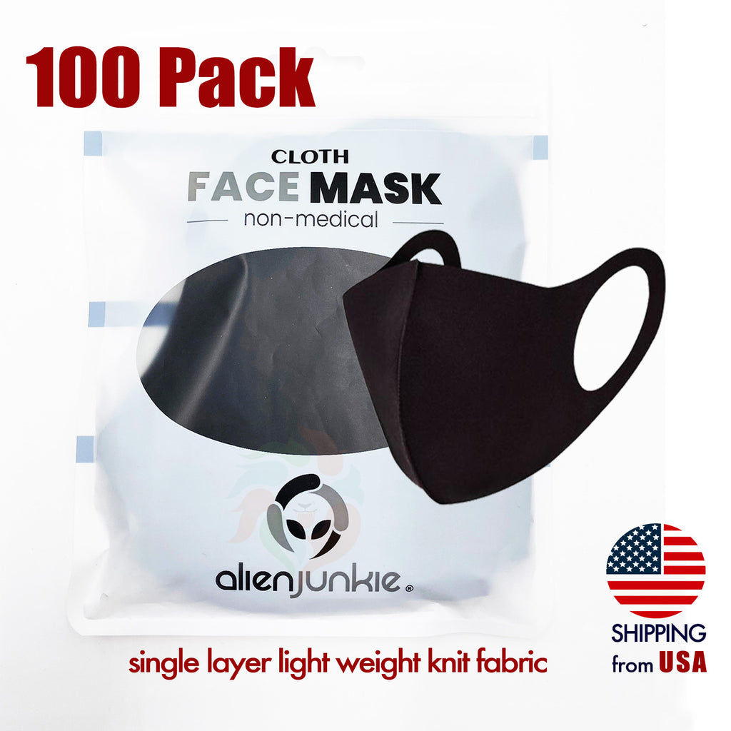 [100 PACK] Black Washable One Layer Fabric Mask
