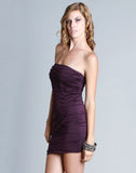 Dark Purple Pin-Tucked Tube Strapless Dress