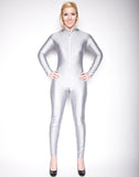Gray Mock Neck Long Sleeve Unitard Dancewear Bodysuit Costume-Reg and Plus Size
