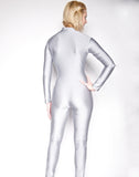Gray Mock Neck Long Sleeve Unitard Dancewear Bodysuit Costume-Reg and Plus Size