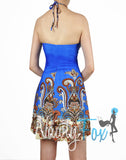 Halter Style Blue Paisley Dress