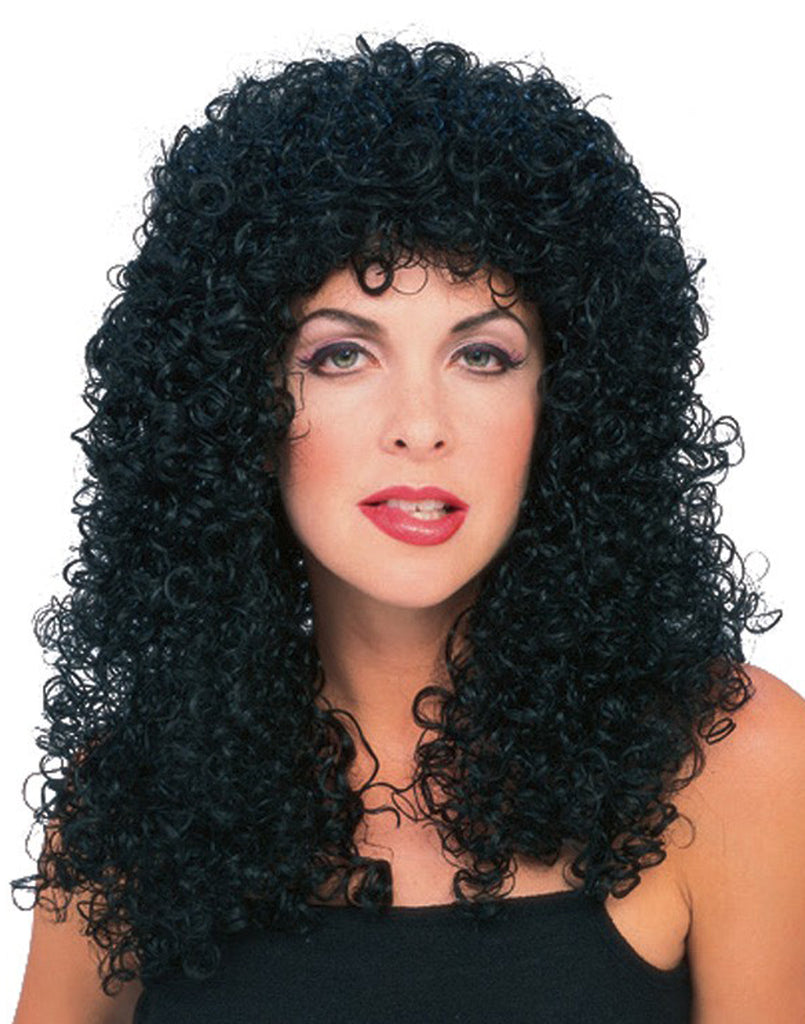 Womens Black Cher Tight Curly Perm Wig