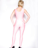 Pink Neck Sleeveless Shiny Spandex Aerobic Yoga Active Wear Dance Unitard Bodysuit