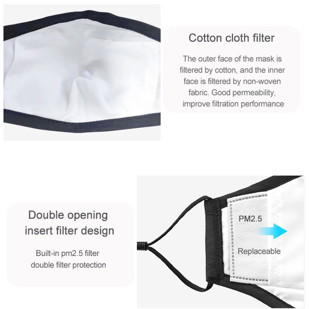 [10 PACK] Gray Cotton 3 Layer Mask with Valve + 2 Filters