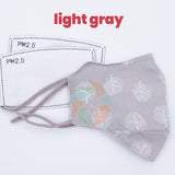 [10 PACK] Gray Tree Printed Linen Cotton 3 Layer Mask + Filters