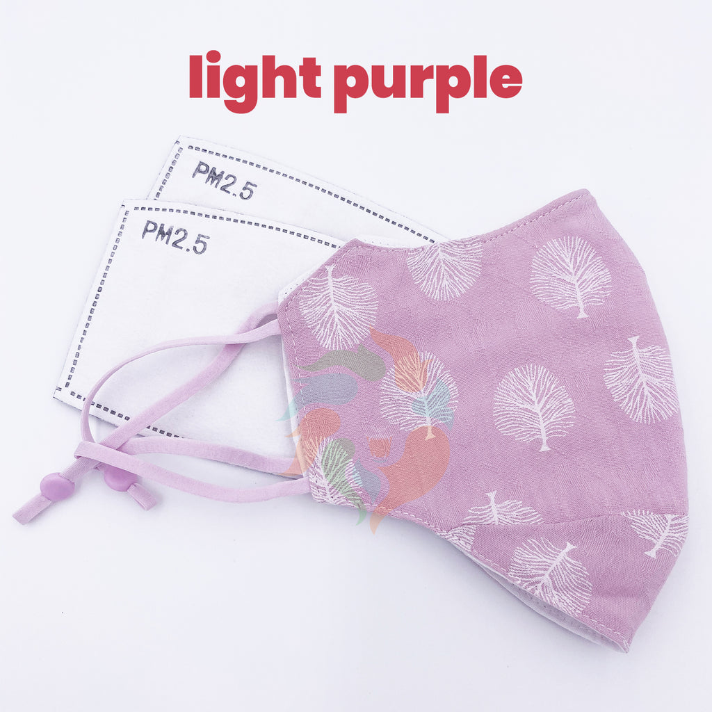 Purple Tree Printed Linen Cotton 3 Layer Mask + Filters